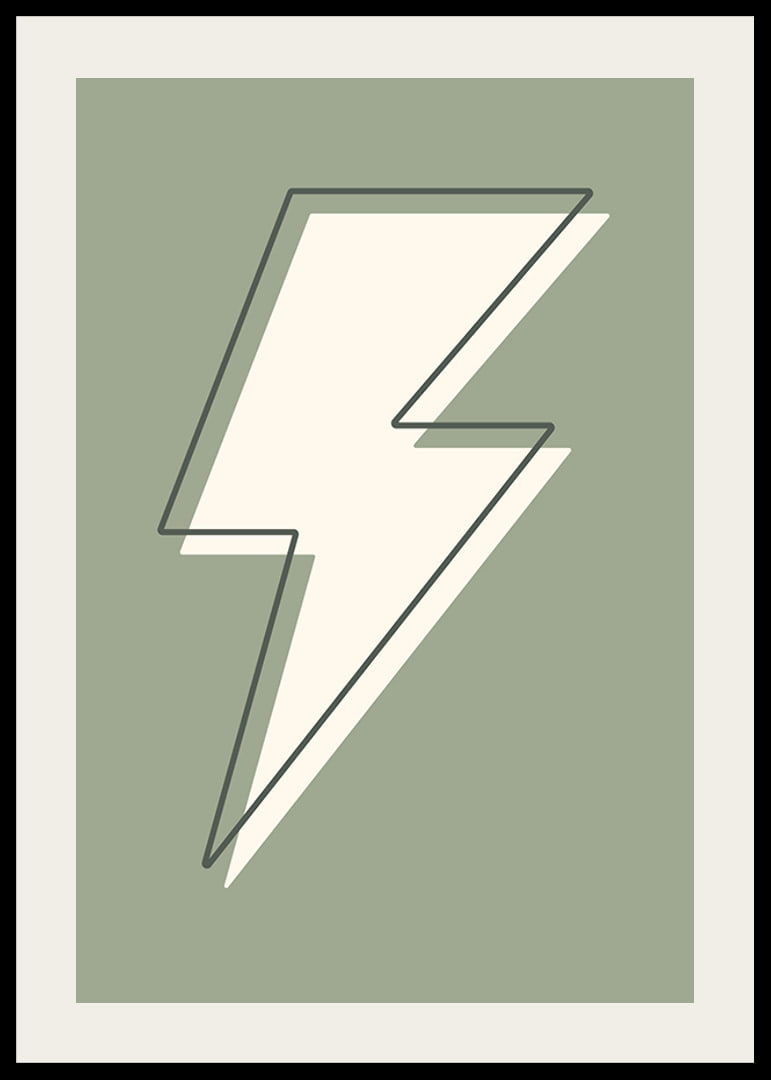 Graphic lightning illustration in white with green background-12