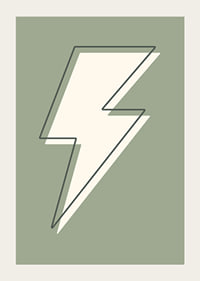 Graphic lightning illustration in white with green background-3