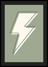 Graphic lightning illustration in white with green background-4