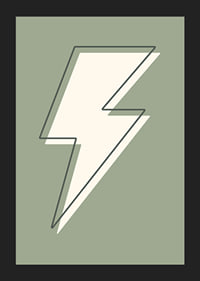 Graphic lightning illustration in white with green background-5