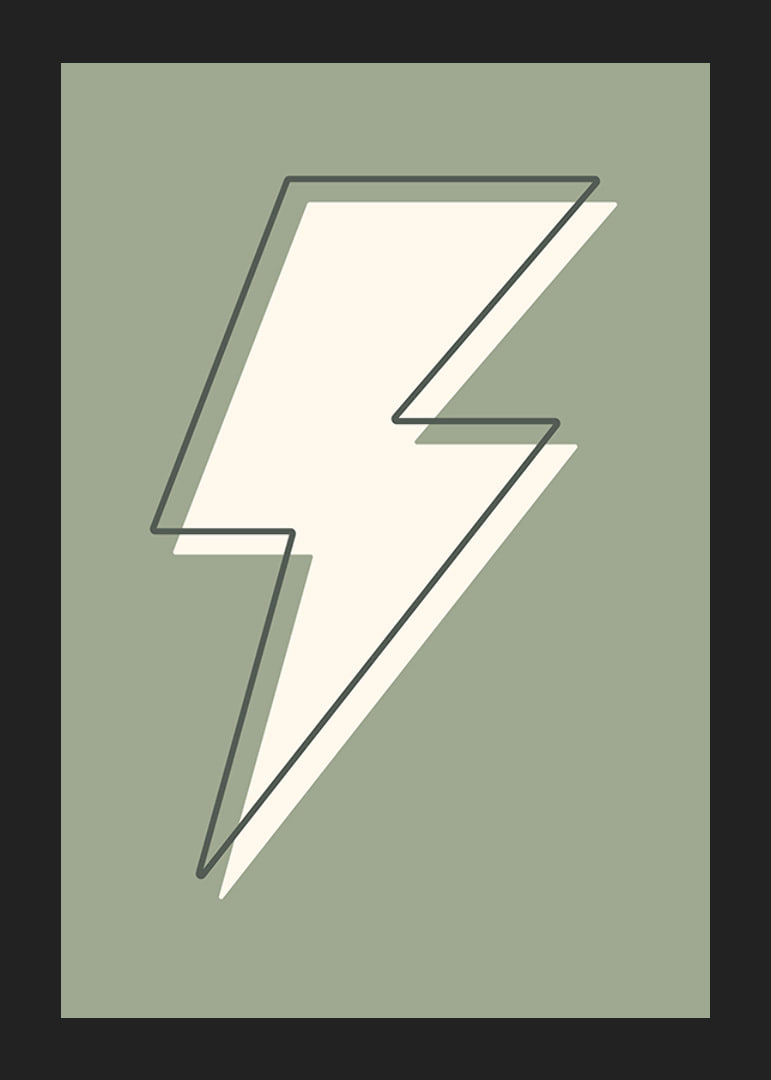 Graphic lightning illustration in white with green background-12