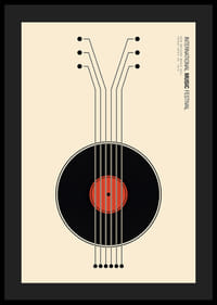 Graafinen kuvitus vinyylilevystä kitarana mustana ja punaisena-4