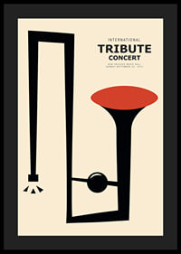 Graphic illustration of abstract trumpet in black and red-4