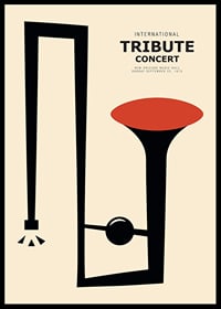 Graphic illustration of abstract trumpet in black and red-6