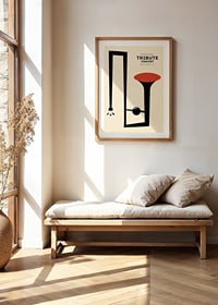 Graphic illustration of abstract trumpet in black and red-8