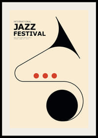 Illustration abstraite d'instruments de jazz en noir et rouge-2