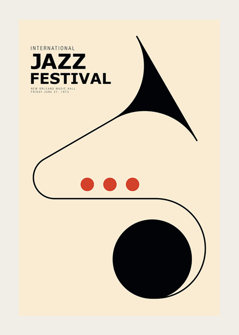 Abstrakt illustration av jazzinstrument i svart och rött-12