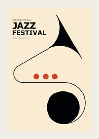Illustration abstraite d'instruments de jazz en noir et rouge-3