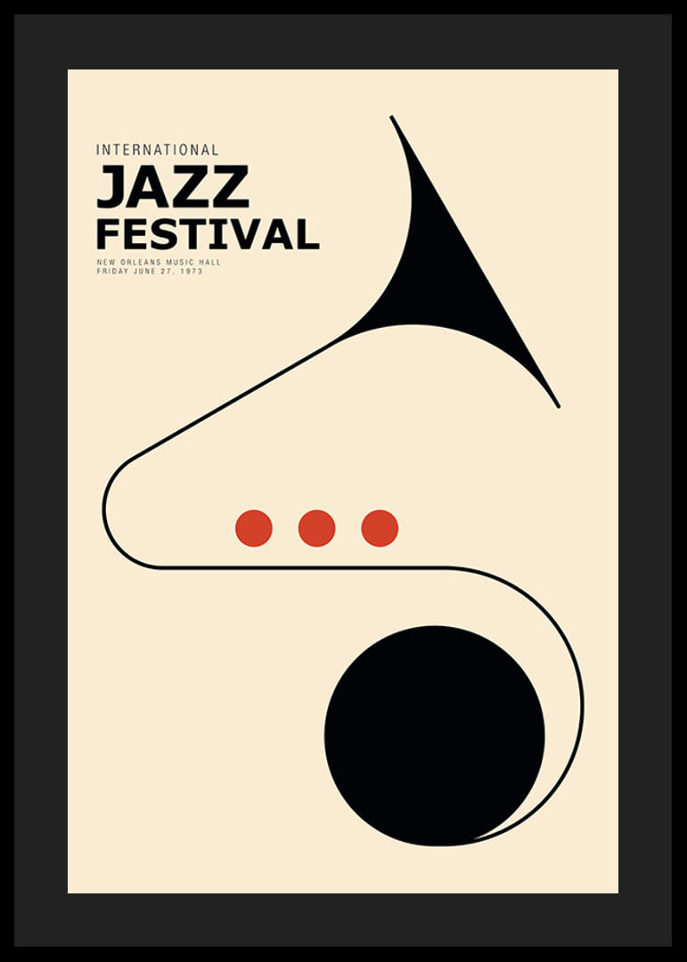 Illustration abstraite d'instruments de jazz en noir et rouge-12