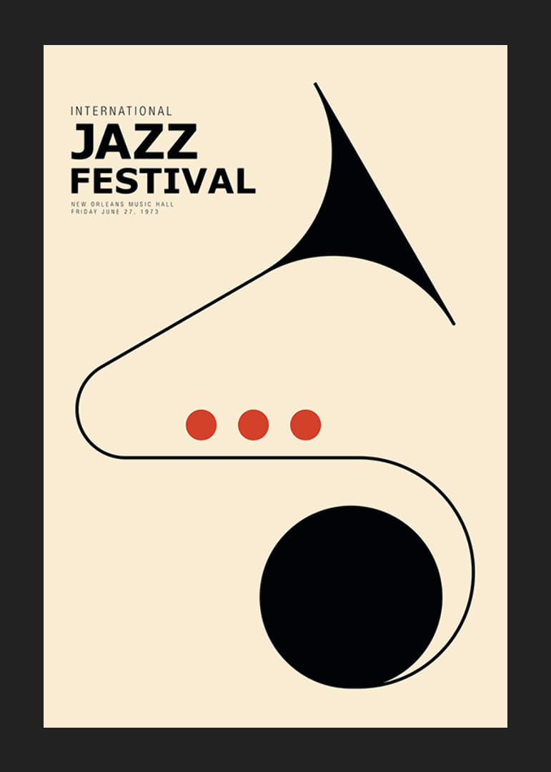 Illustration abstraite d'instruments de jazz en noir et rouge-12