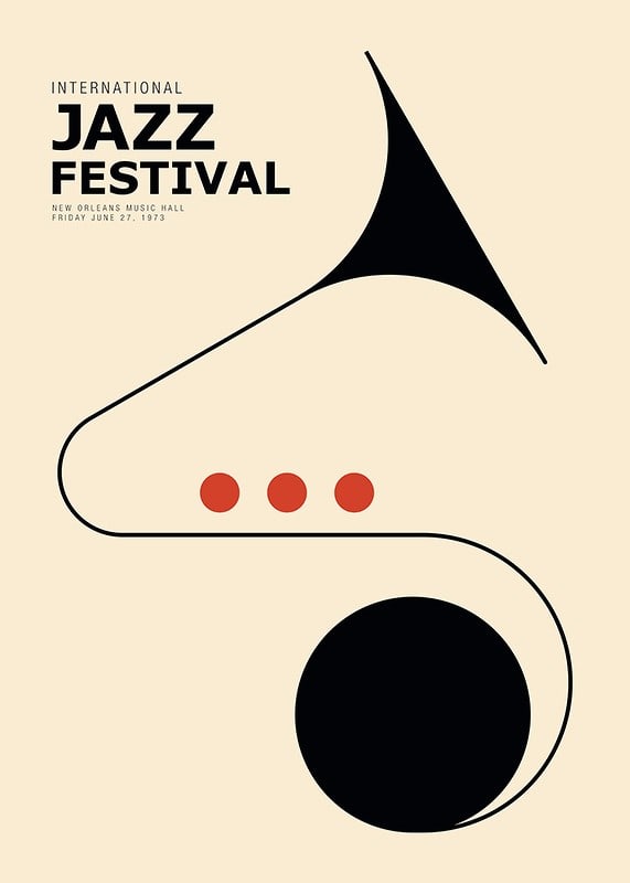 Abstrakt illustration av jazzinstrument i svart och rött-12
