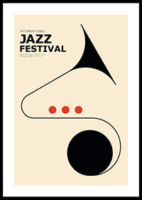Abstrakt illustration av jazzinstrument i svart och rött-0