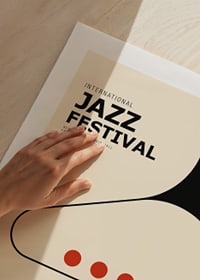 Abstrakt illustration av jazzinstrument i svart och rött-9