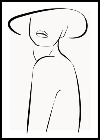 Poster Posing In Hat Line Art