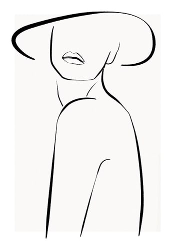 Poster Posing In Hat Line Art