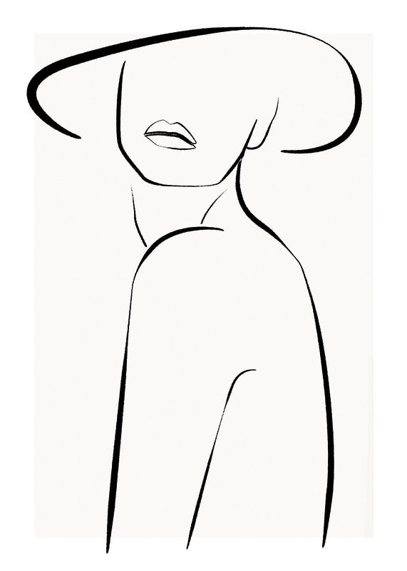 Plakāts Posing In Hat Line Art