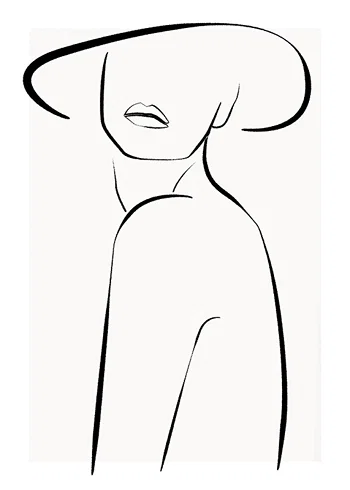 Poster Posing In Hat Line Art
