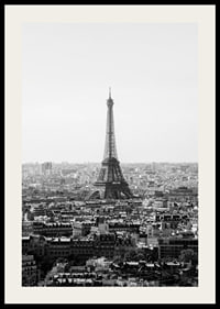 Black and white view of the Eiffel Tower and central Paris-2