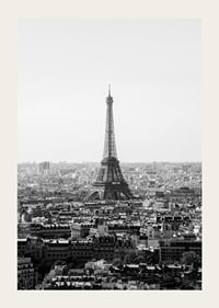 Black and white view of the Eiffel Tower and central Paris-3