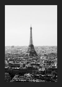 Black and white view of the Eiffel Tower and central Paris-5