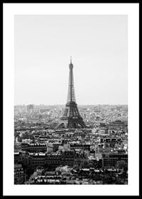 Black and white view of the Eiffel Tower and central Paris-0