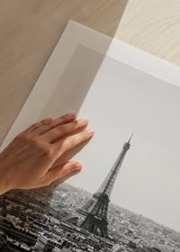 Black and white view of the Eiffel Tower and central Paris-9