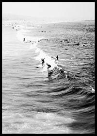 Black and white photography of surfers on waves at long beach-6