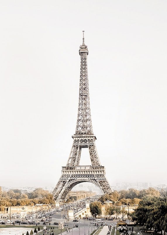 Fotografi av Eiffeltornet i Paris mot ljus, mild bakgrund-12