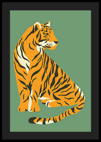 Illustreret tiger i vintagestil mod matgrøn baggrund-4