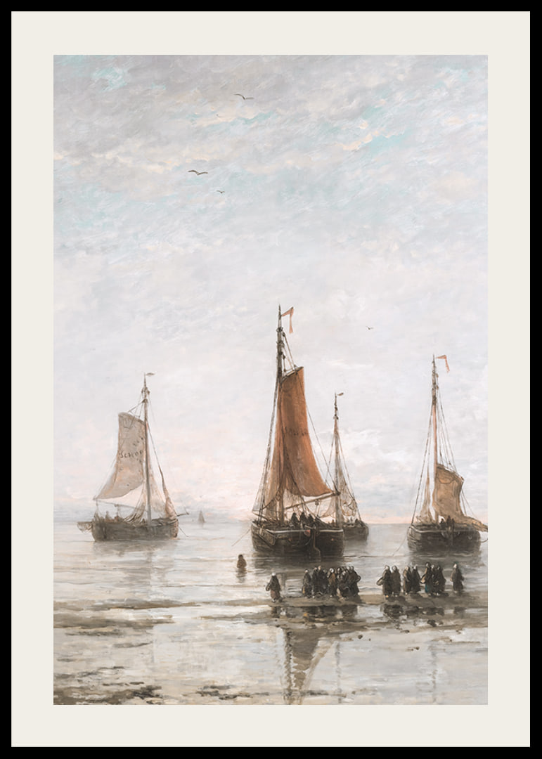 Scheveningse Bommen Voor Anker By Hendrik Willem Mesdag-12
