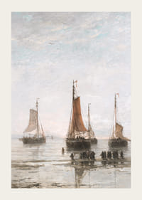 Scheveningse Bommen Voor Anker By Hendrik Willem Mesdag-5
