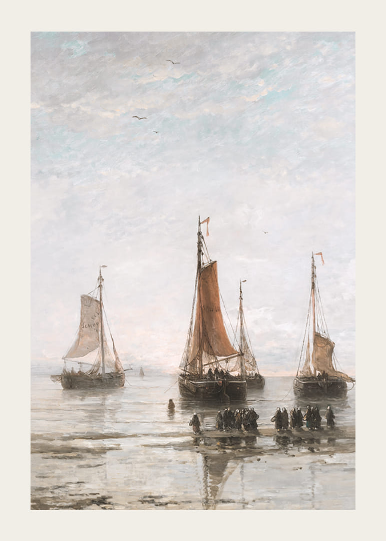 Scheveningse Bommen Voor Anker By Hendrik Willem Mesdag-12
