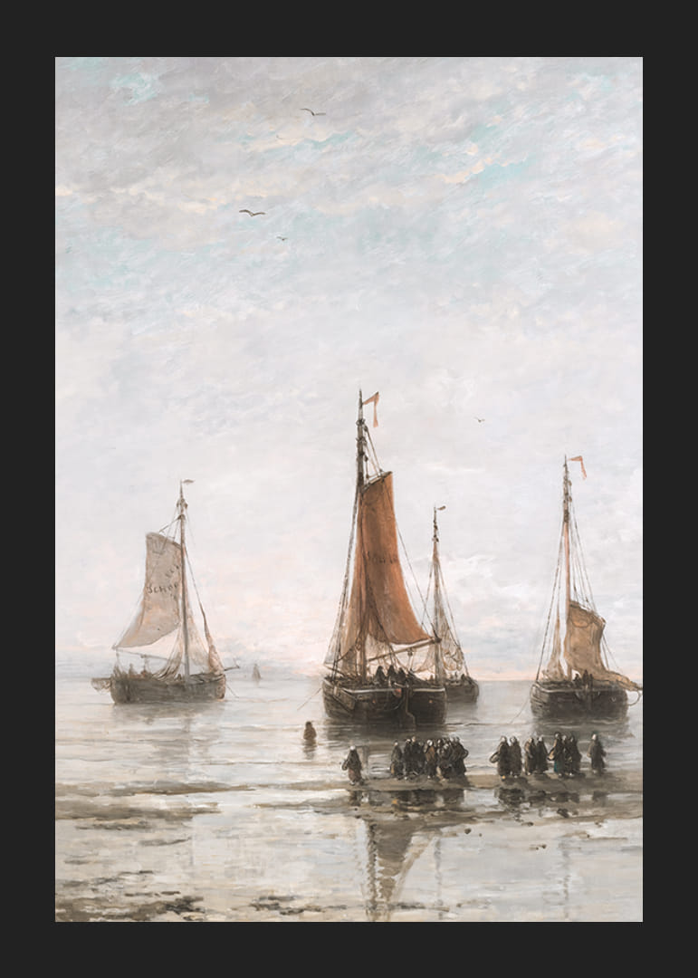 Scheveningse Bommen Voor Anker By Hendrik Willem Mesdag-12