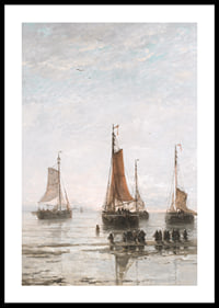 Scheveningse Bommen Voor Anker By Hendrik Willem Mesdag-2