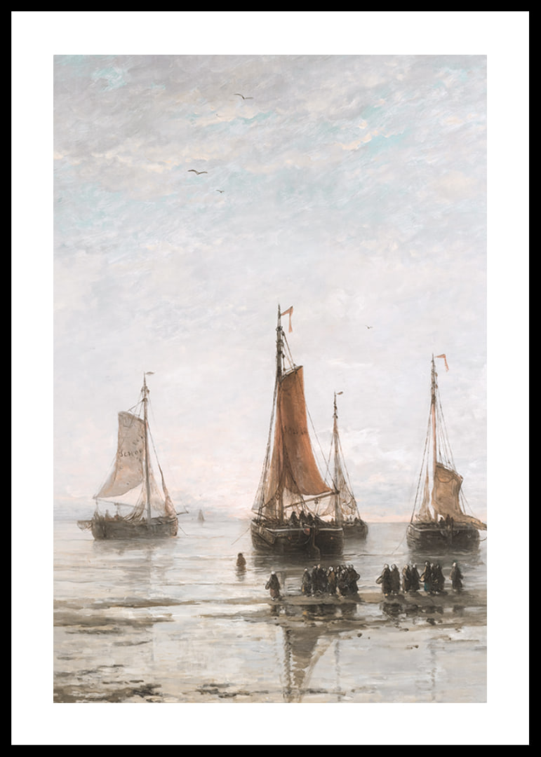 Scheveningse Bommen Voor Anker By Hendrik Willem Mesdag-12