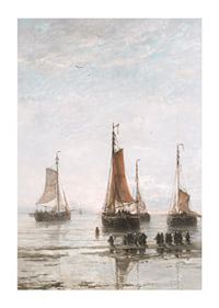 Scheveningse Bommen Voor Anker By Hendrik Willem Mesdag-3