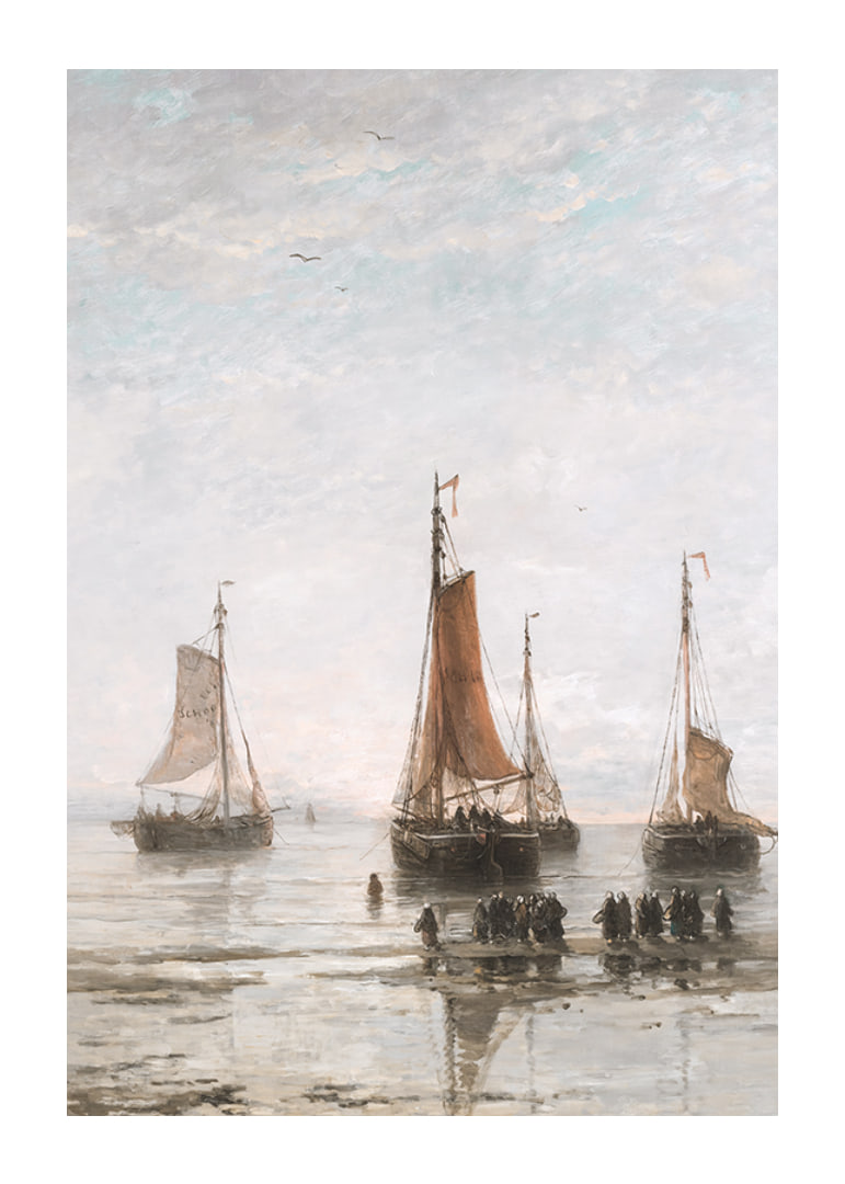 Scheveningse Bommen Voor Anker By Hendrik Willem Mesdag-12
