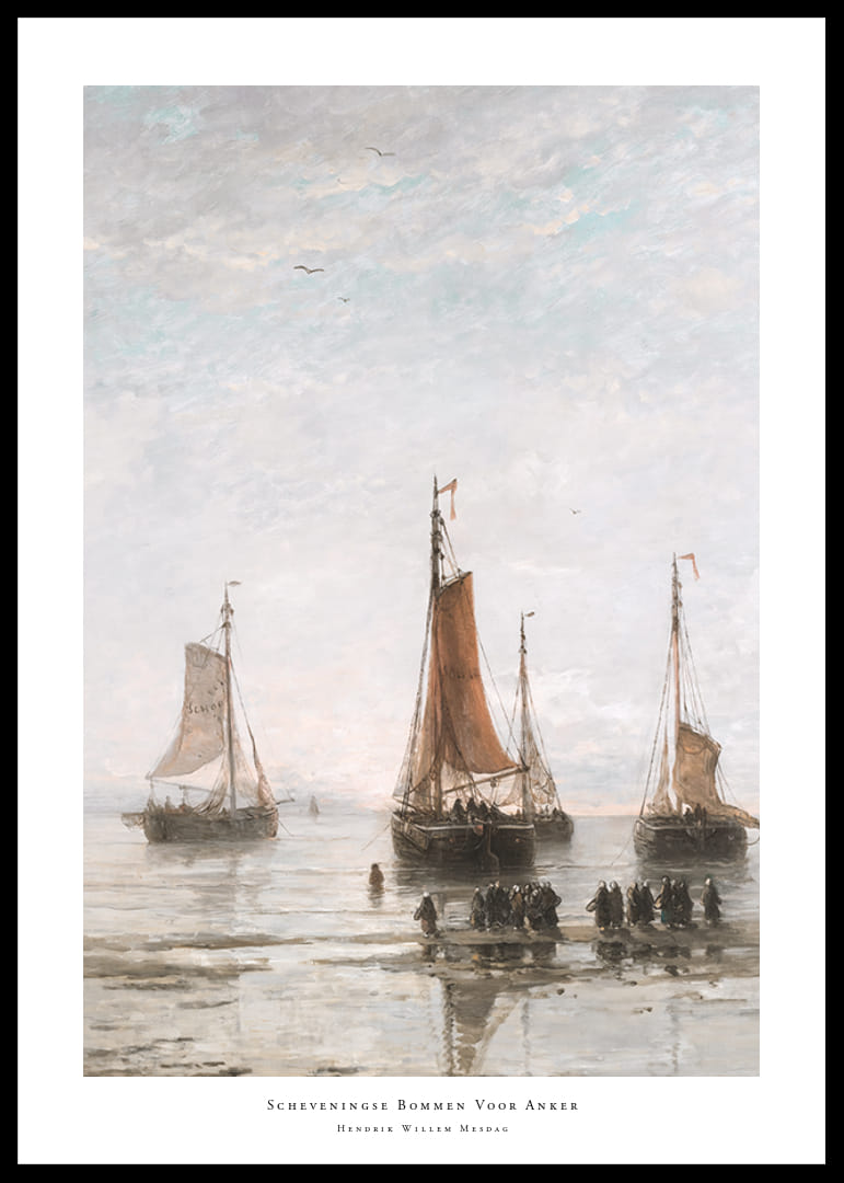 Scheveningse Bommen Voor Anker By Hendrik Willem Mesdag-12
