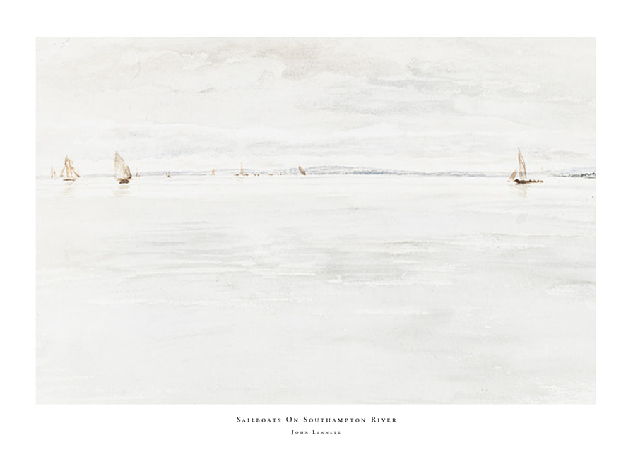 Sailboats On Southampton River By John Linnell-12