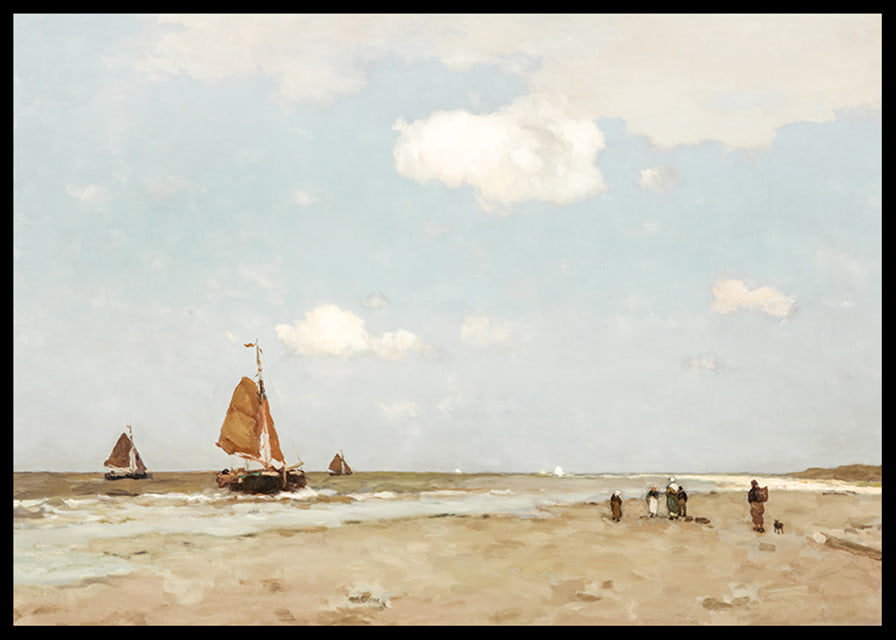 Beach Scene By Jan Hendrik Weissenbruch-12