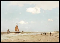 Beach Scene By Jan Hendrik Weissenbruch-8