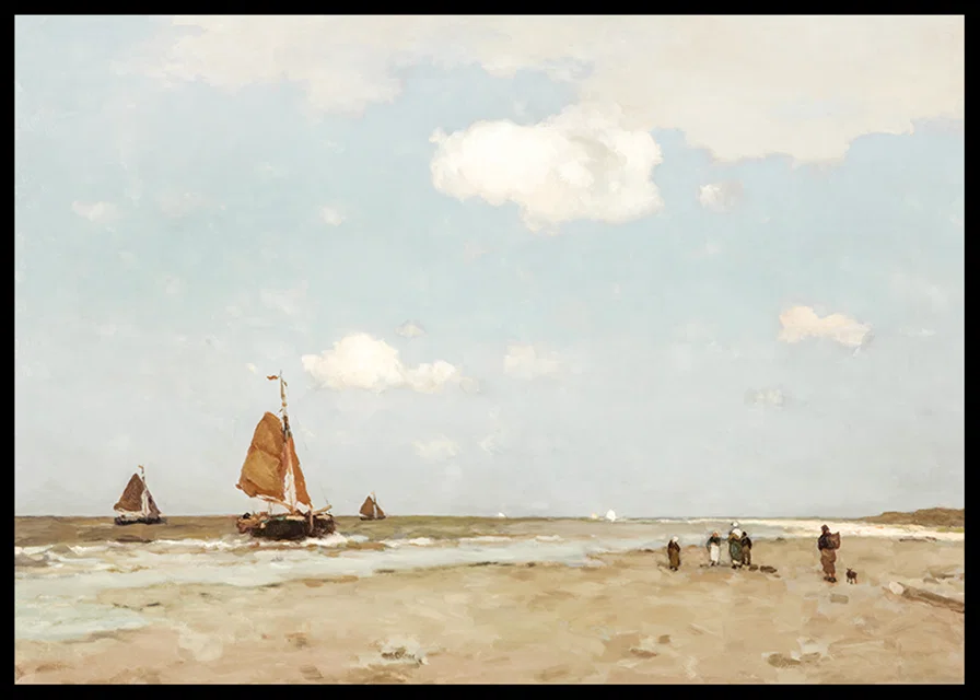 Beach Scene By Jan Hendrik Weissenbruch-12