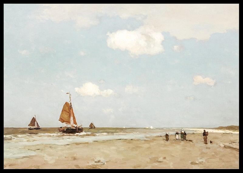 Beach Scene By Jan Hendrik Weissenbruch-12