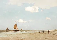 Beach Scene By Jan Hendrik Weissenbruch-9