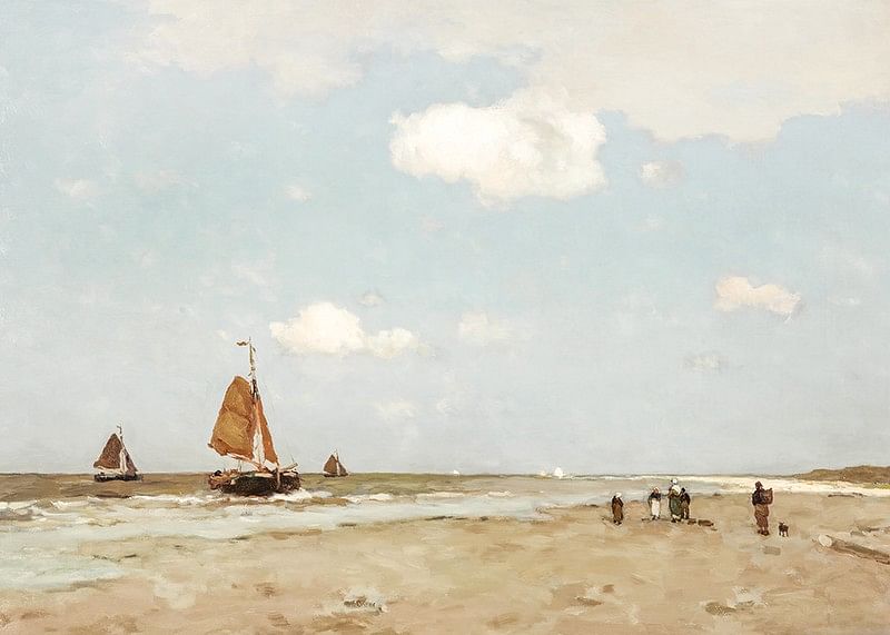 Beach Scene By Jan Hendrik Weissenbruch-12