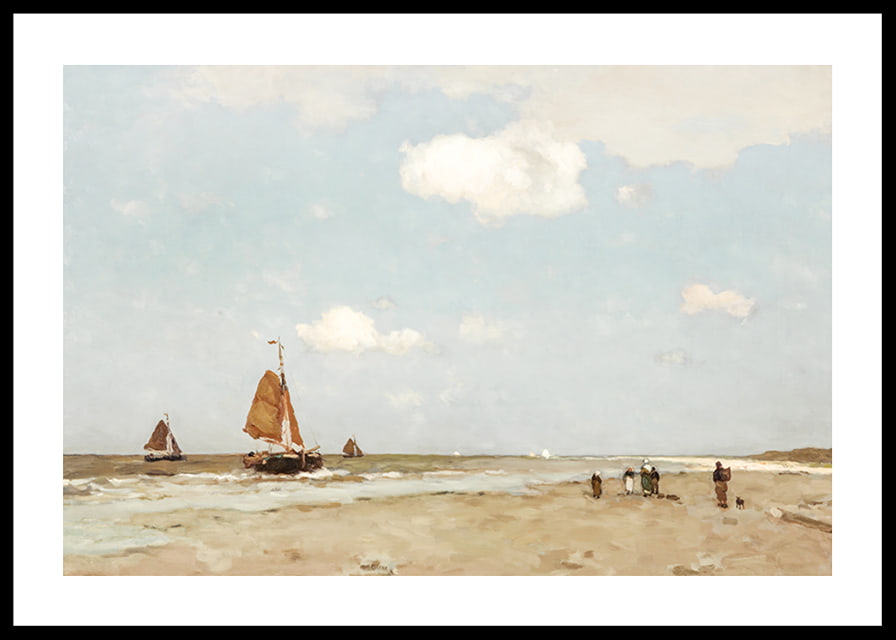 Beach Scene By Jan Hendrik Weissenbruch-12