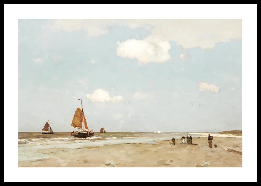 Beach Scene By Jan Hendrik Weissenbruch-12