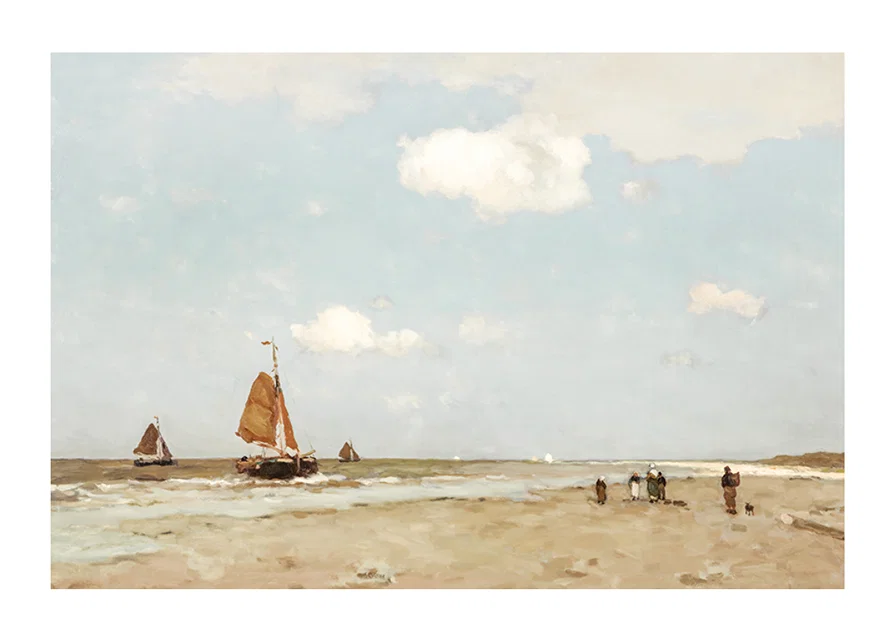 Beach Scene By Jan Hendrik Weissenbruch-12