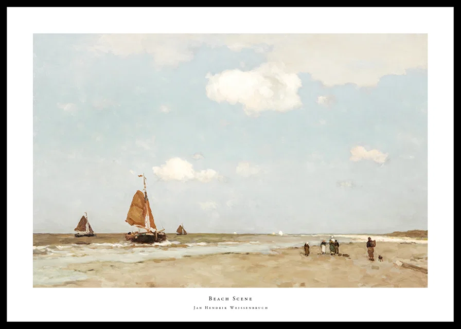 Beach Scene By Jan Hendrik Weissenbruch-12