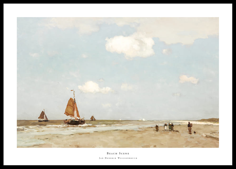 Beach Scene By Jan Hendrik Weissenbruch-12